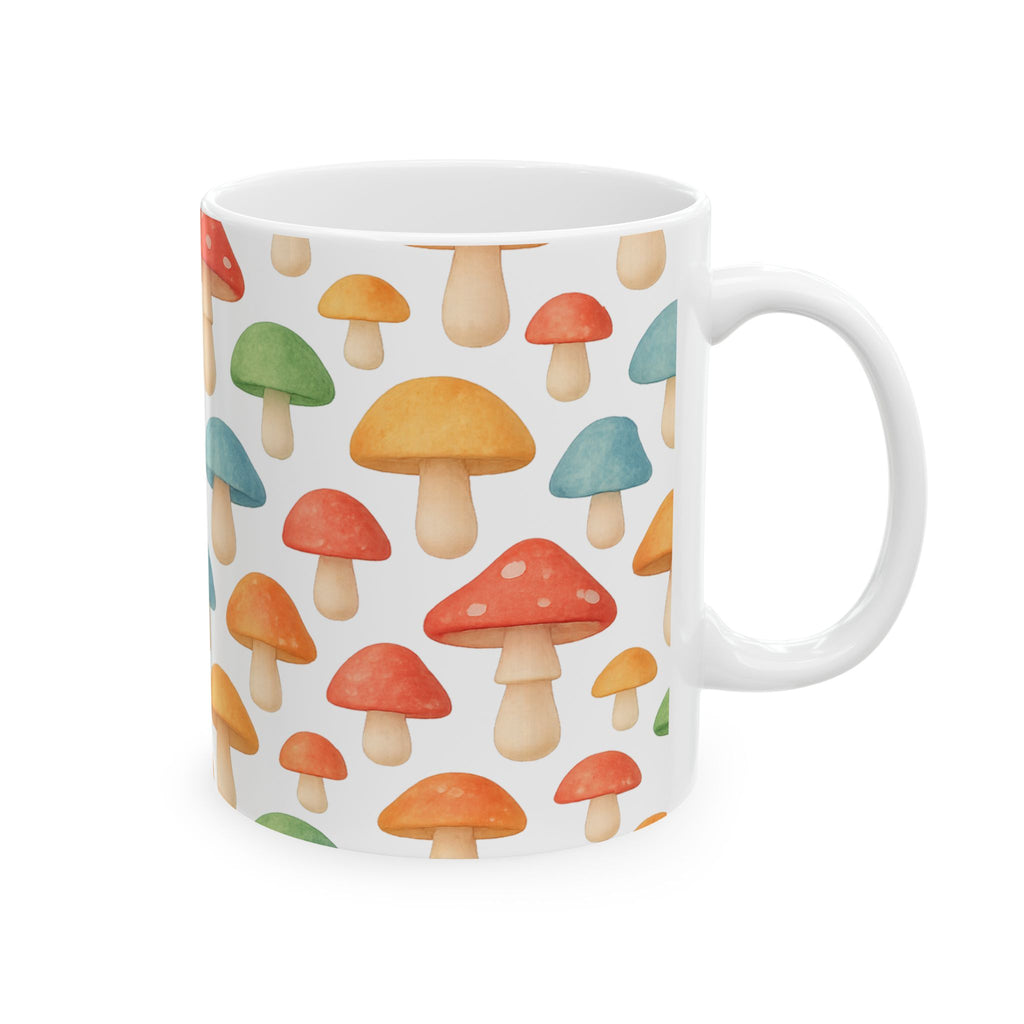 Watercolor Colorful Mushrooms Pattern Coffee Mug | Mushrooms Lover Gift | Ceramic Mug