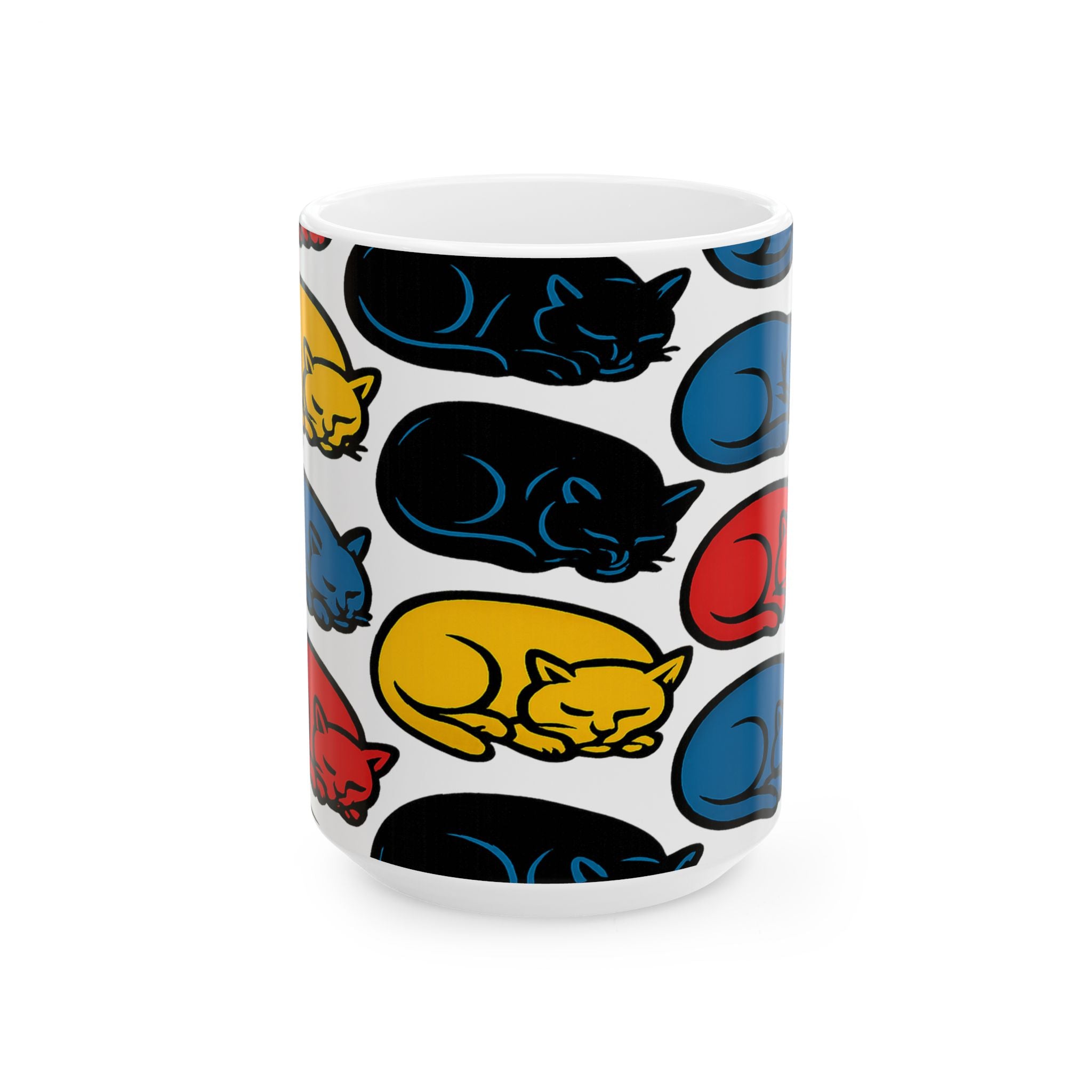 Bold Sleeping Cats Full Wrap Coffee Mug | Cats Gift | Ceramic Mug
