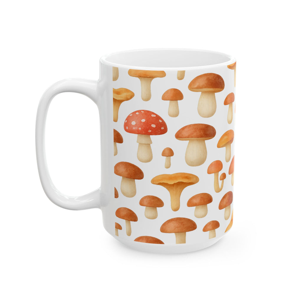 Watercolor Forest Mushrooms Pattern Coffee Mug | Mushrooms Lover Gift | Ceramic Mug
