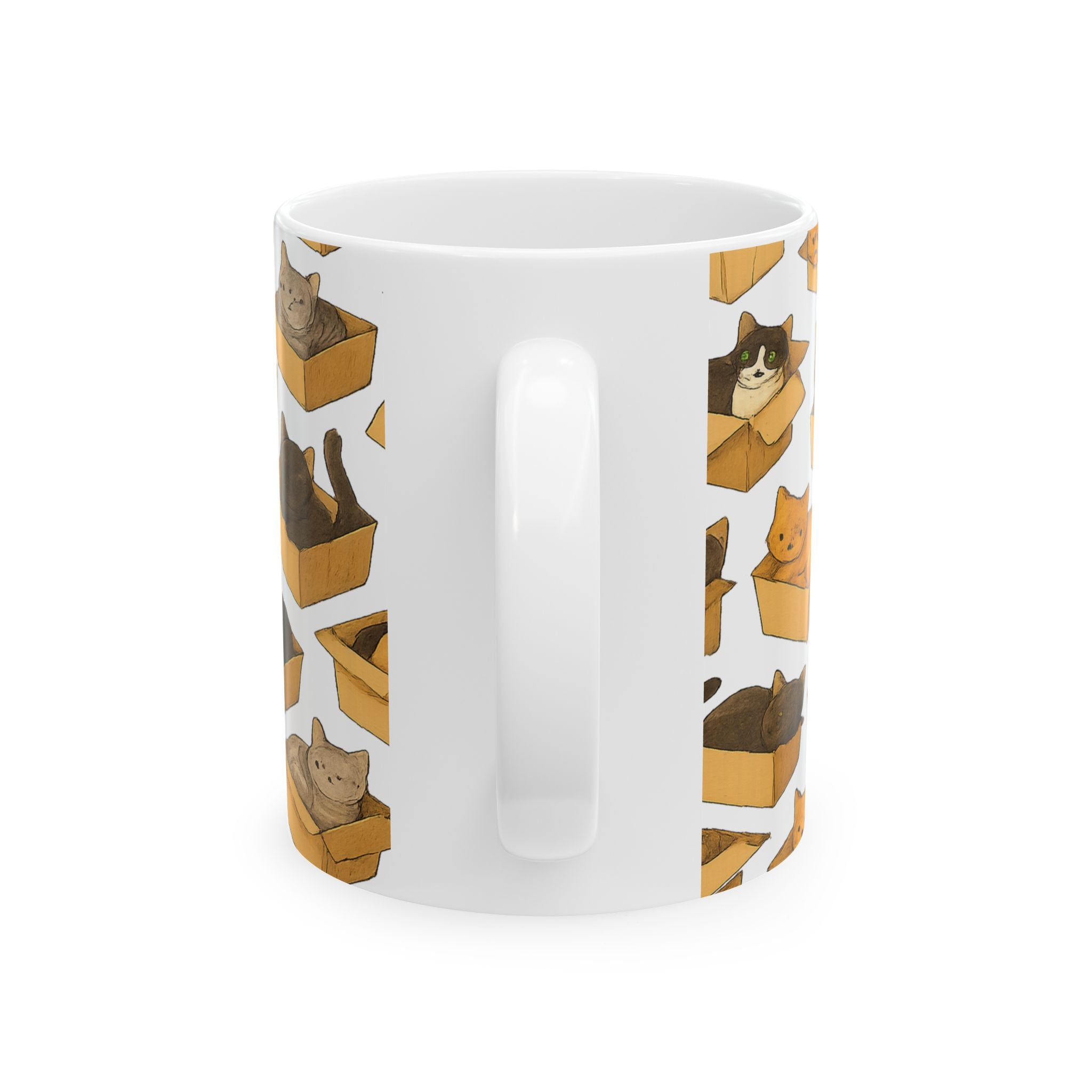 Botanical Cats In Boxes Full Wrap Coffee Mug | Cats Gift | Ceramic Mug