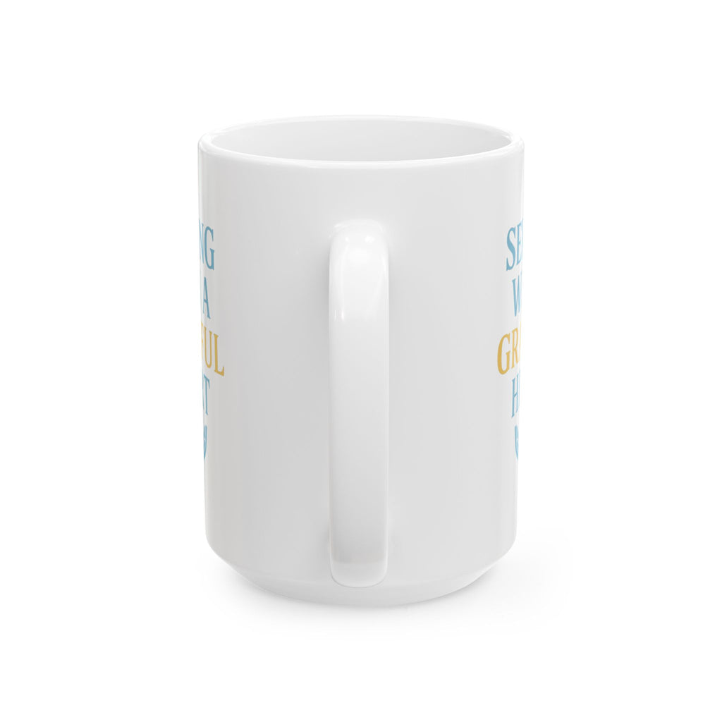 Church Volunteer Serving With A Grateful Heart Coffee Mug | Unique Gift | Ceramic Mug