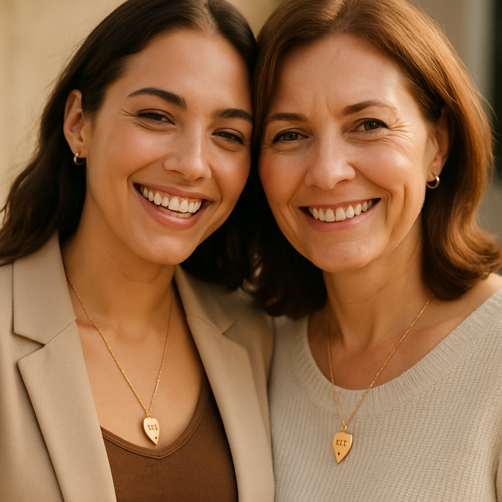 Personalized Break Apart Heart Necklace Set • Custom Engraved lifestyle photo