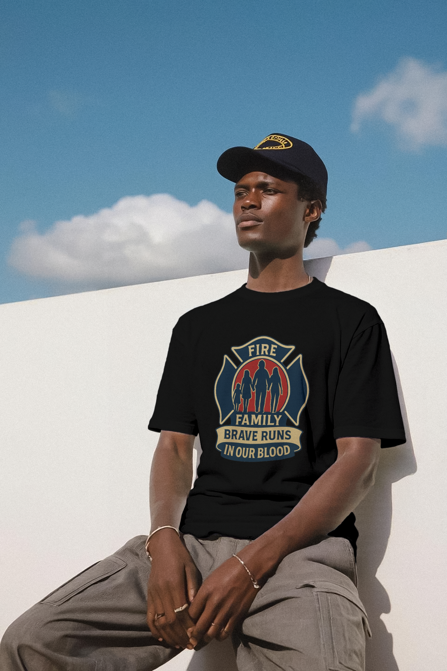 Firefighter Family Brave Runs In Our Blood T-Shirt | Unique Gift | Graphic Tee