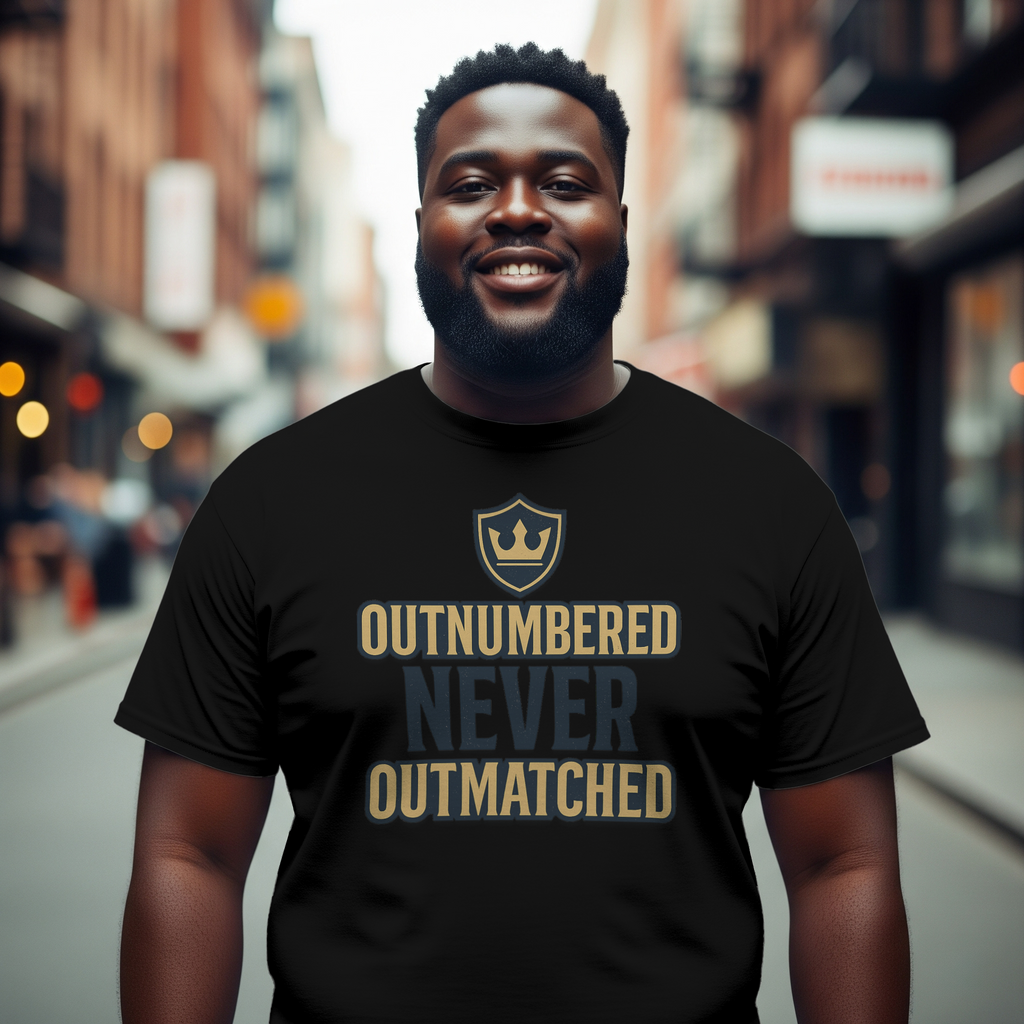 Dad of Girls Outnumbered Never Outmatched T-Shirt | Gift for Dad | Graphic Tee