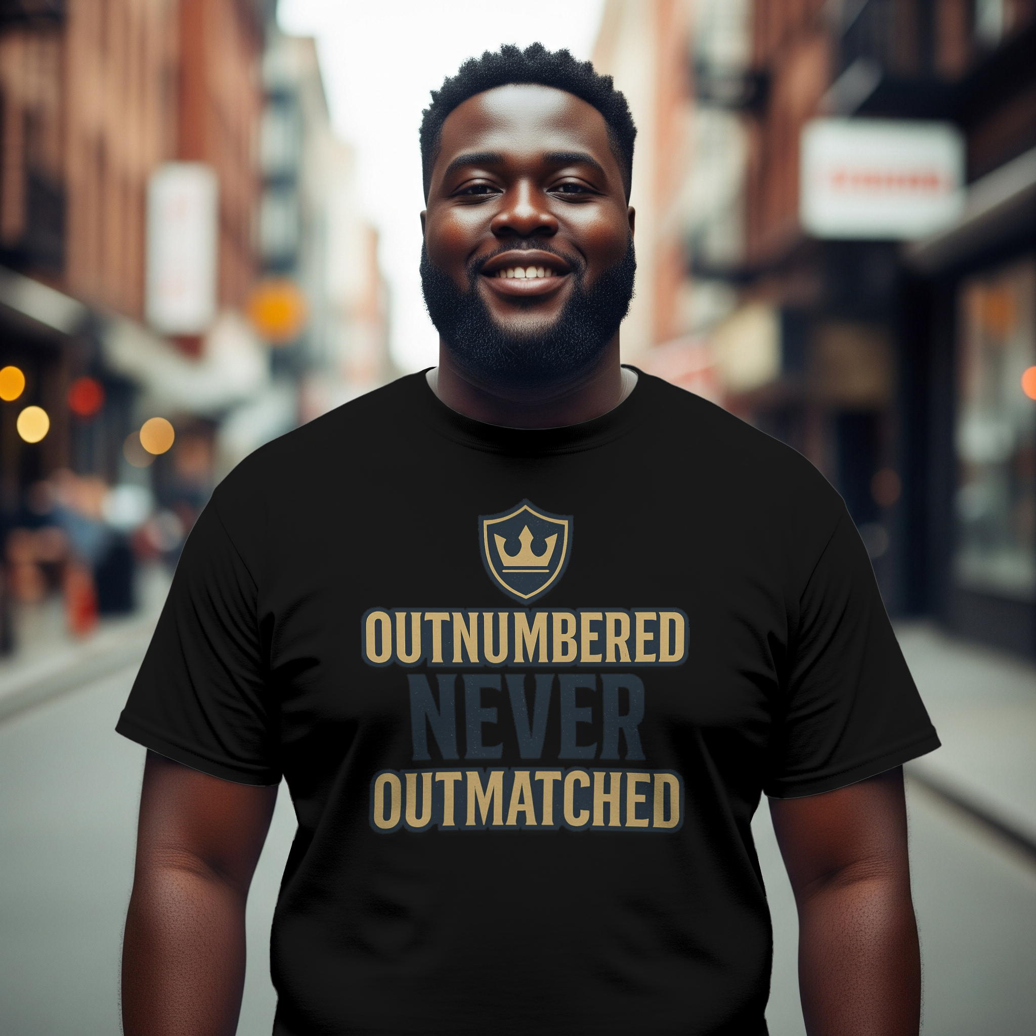 Dad of Girls Outnumbered Never Outmatched T-Shirt | Gift for Dad | Graphic Tee