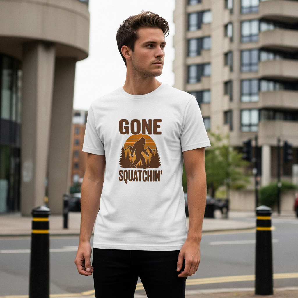 Gone Squatchin Classic Bigfoot T-Shirt | Unique Gift | Graphic Tee