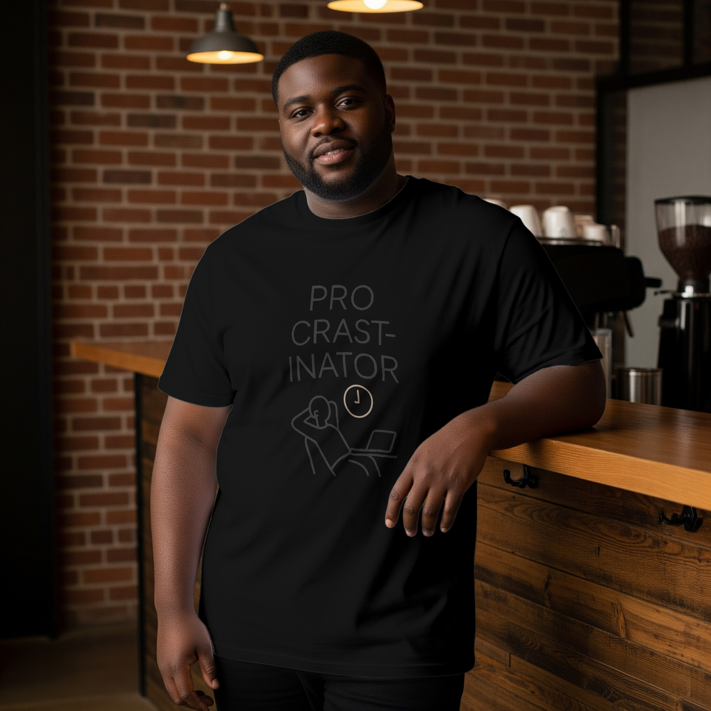 Powered By Procrastination T-Shirt | Funny Procrastinator Gift | Graphic Tee