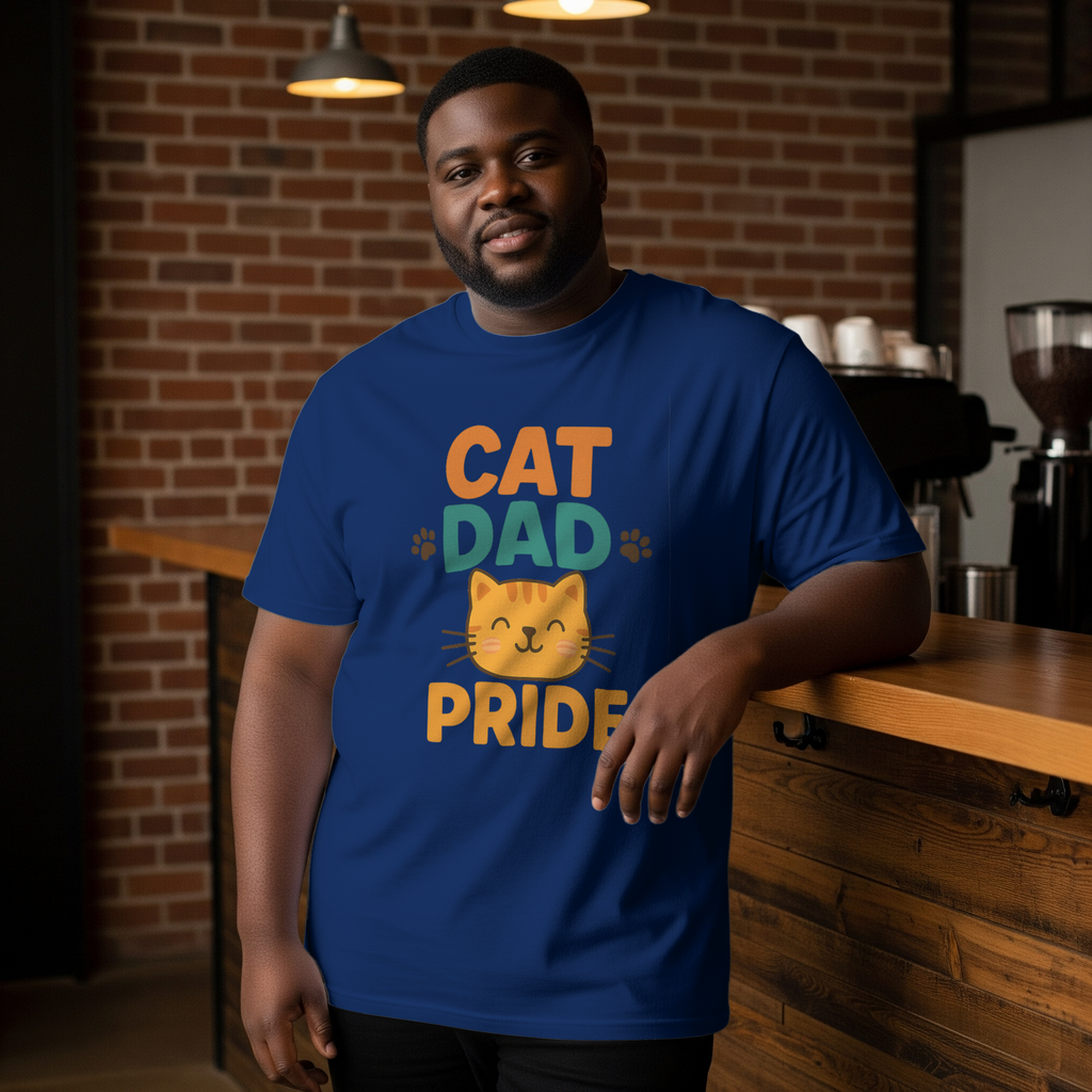 Cat Dad Fueled By Coffee T-Shirt | Funny Cat Gift | Graphic Tee
