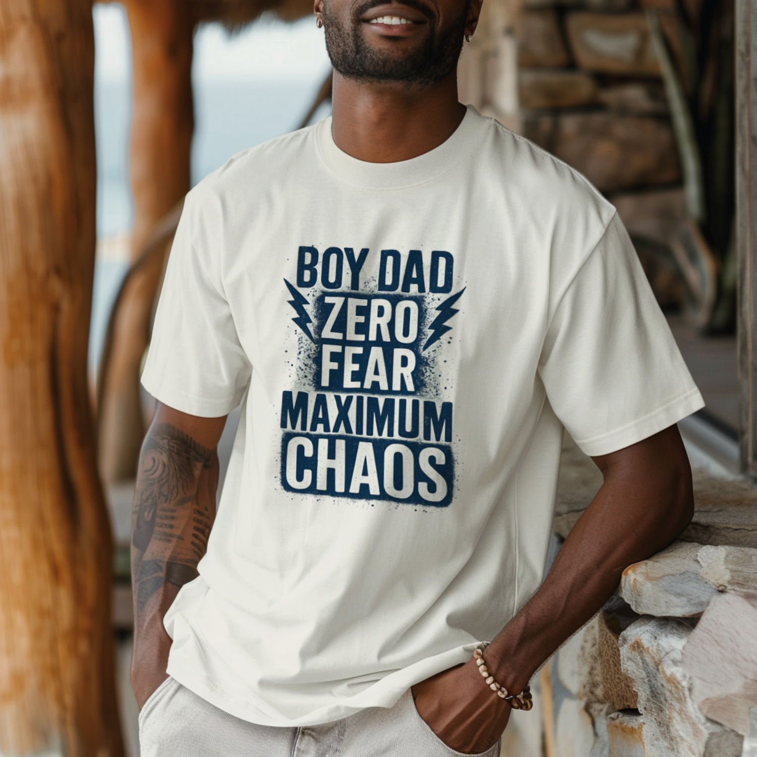 Boy Dad Zero Fear Maximum Chaos T-Shirt | Gift for Dad | Graphic Tee