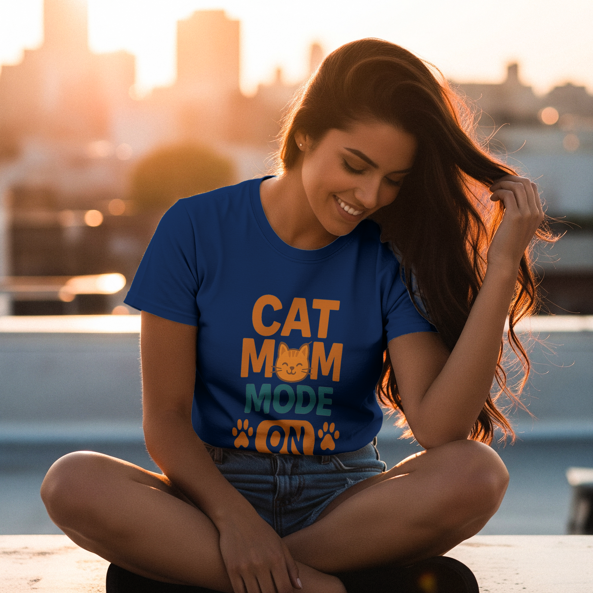 Cat Mom Mode On T-Shirt | Funny Cat Gift | Graphic Tee