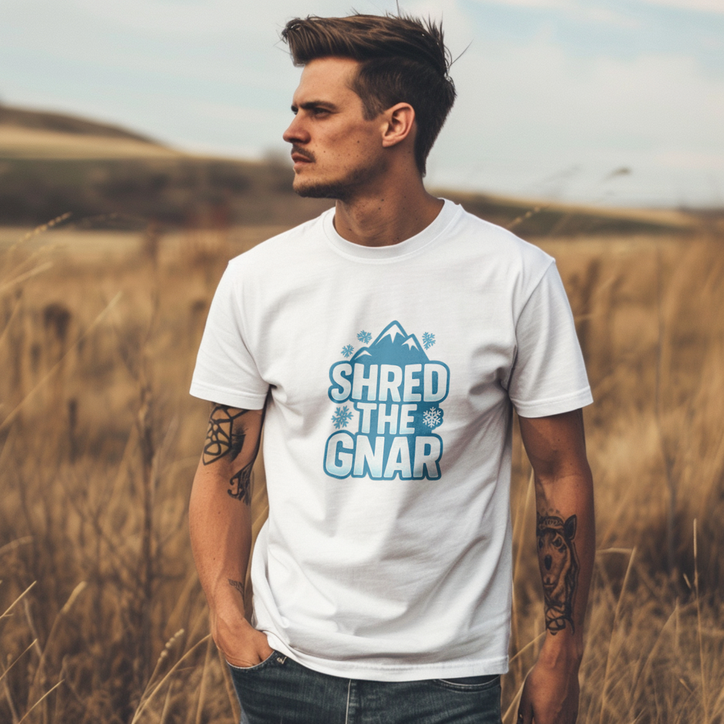 Snowboarder Shred The Gnar T-Shirt | Unique Gift | Graphic Tee