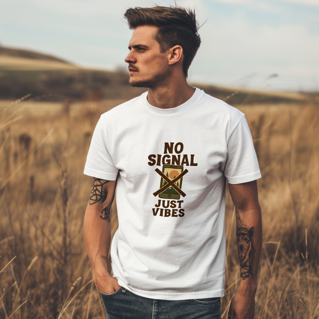 Off Grid Living No Signal Just Vibes T-Shirt | Unique Gift | Graphic Tee
