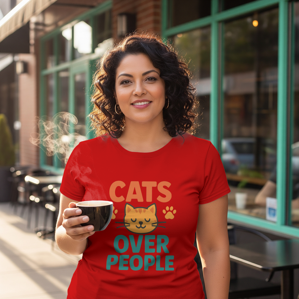 Cats Over People Period T-Shirt | Cat Lover Humor | Graphic Tee