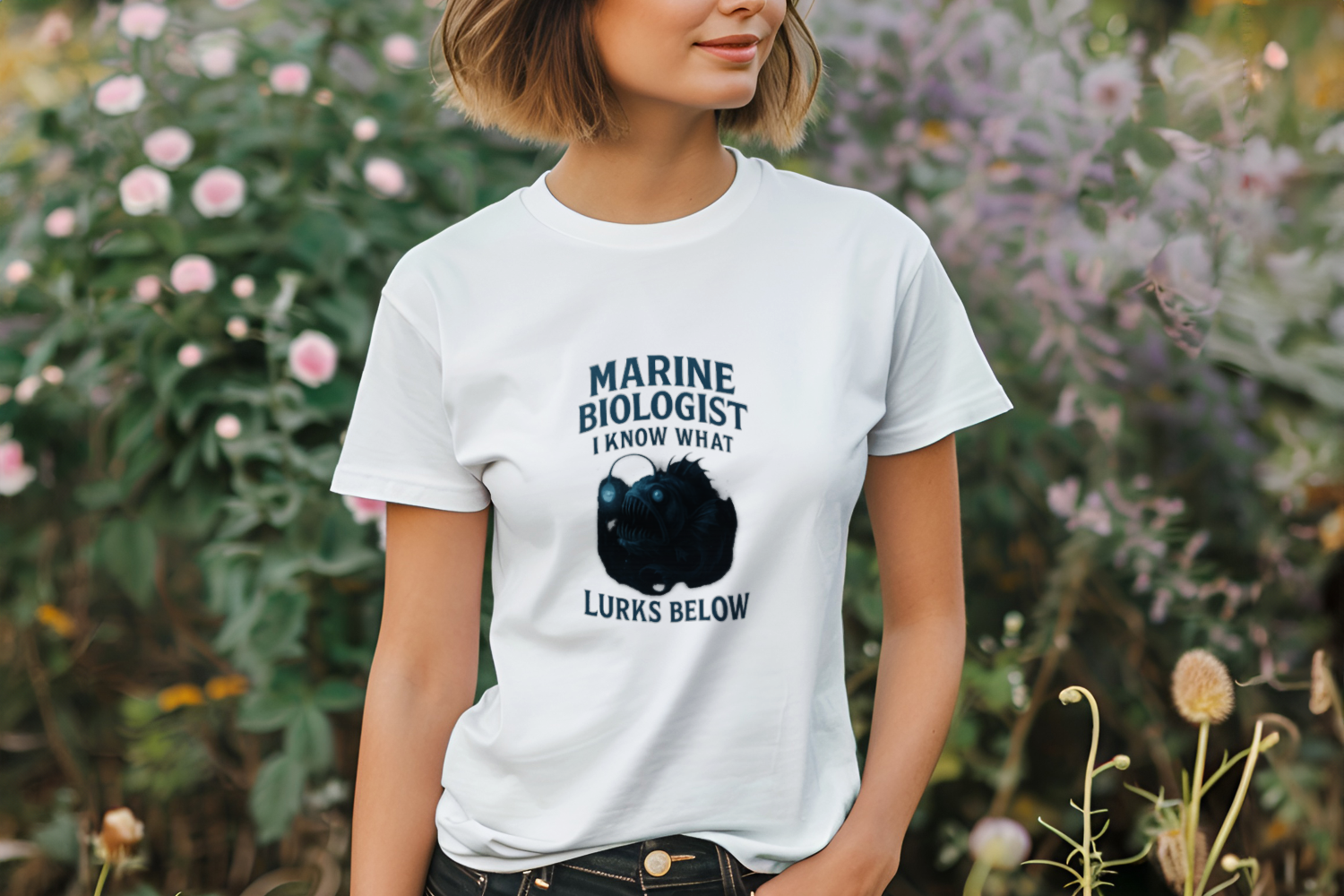 Marine Biologist I Know What Lurks Below T-Shirt | Unique Gift | Graphic Tee