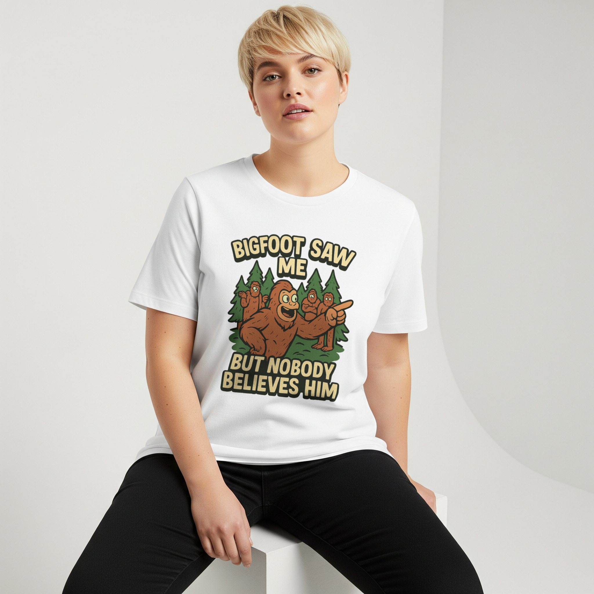 Bigfoot Saw Me But Nobody Believes Him T-Shirt | Unique Gift | Graphic Tee