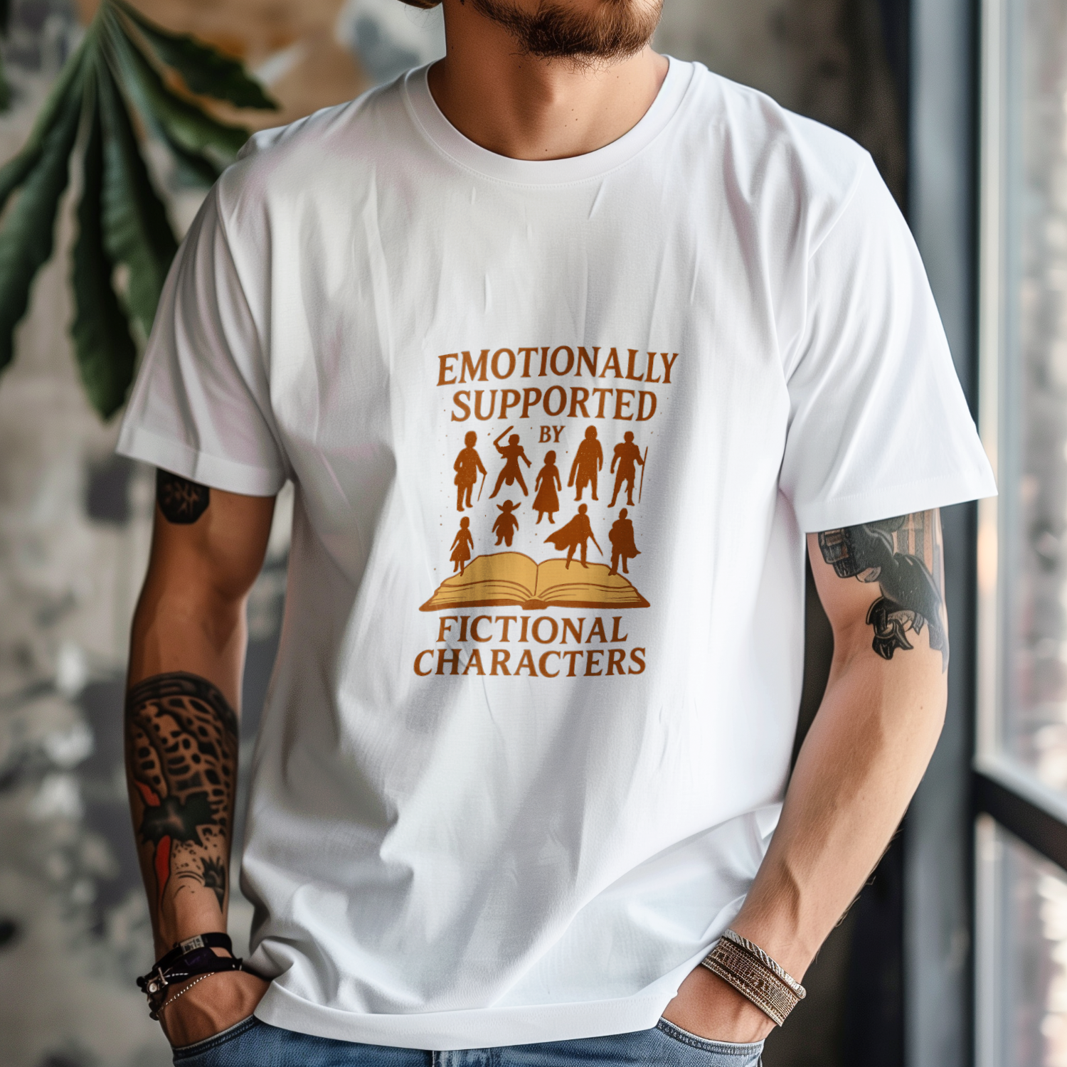 Emotionally Supported By Fictional Characters T-Shirt | Unique Gift | Graphic Tee