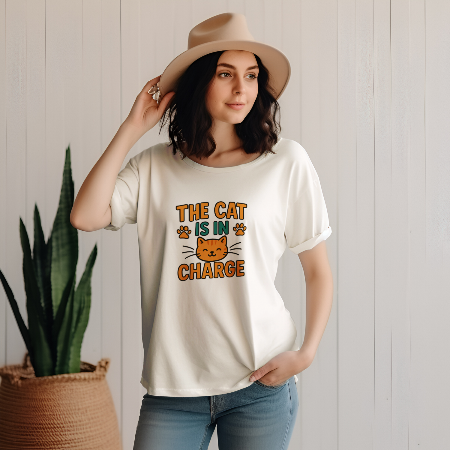 Boss Is The Cat T-Shirt | Funny Pet Humor | Graphic Tee