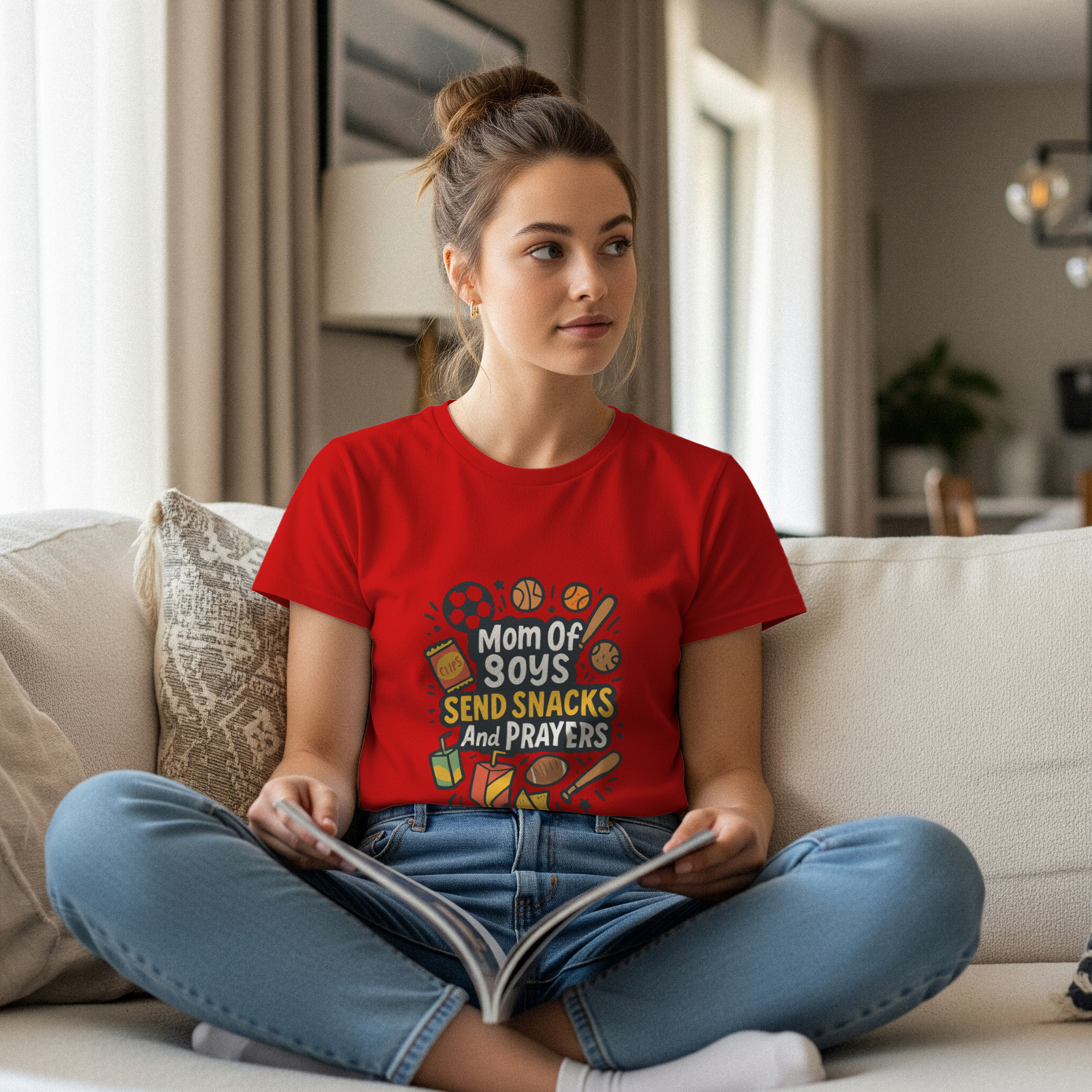 Mom Of Boys Send Snacks And Prayers T-Shirt | Gift for Mom | Graphic Tee