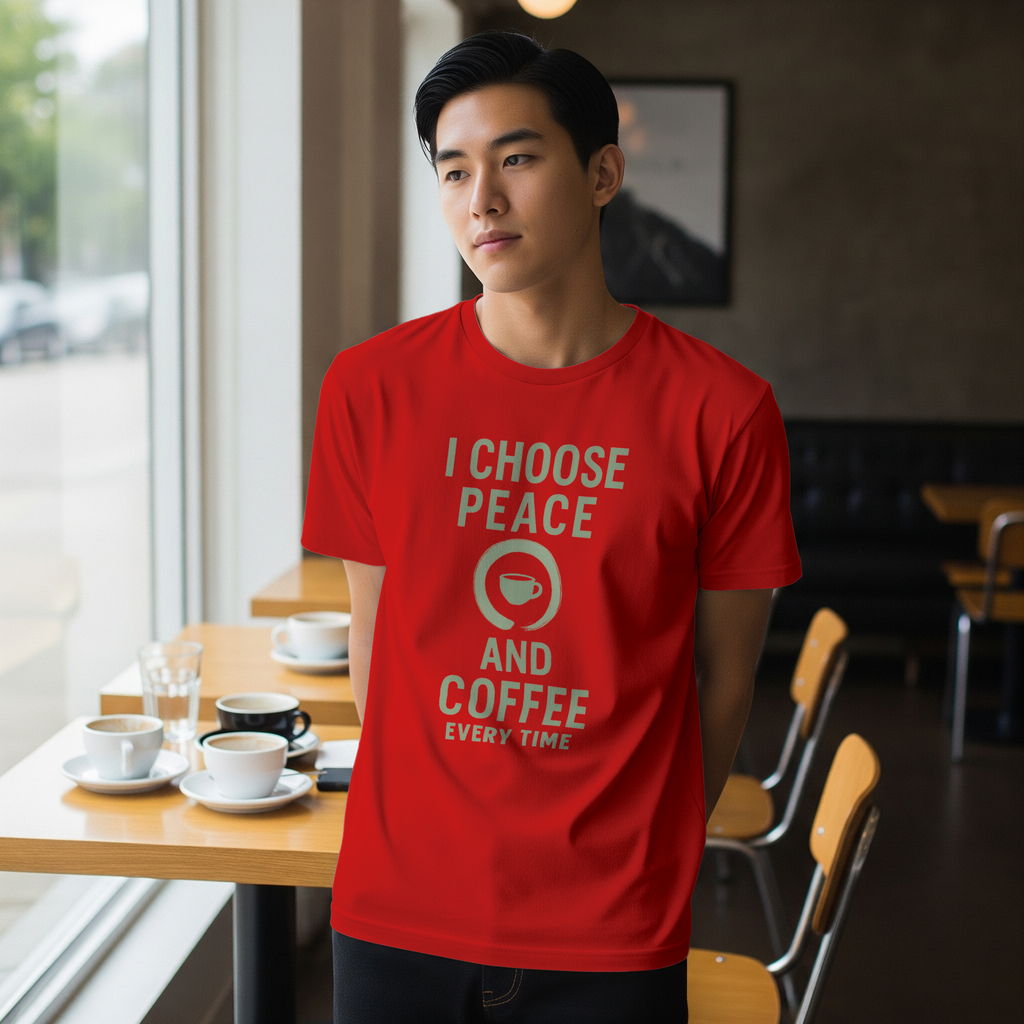 I Choose Peace and Coffee Every Time T-Shirt | Coffee Lover Gift | Graphic Tee