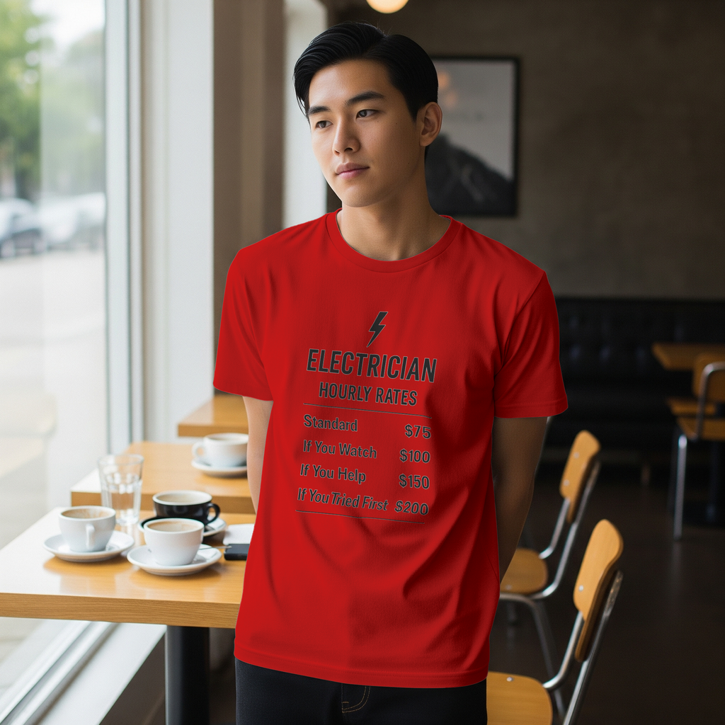 Electrician Hourly Rate Profession T-Shirt | Unique Gift | Graphic Tee