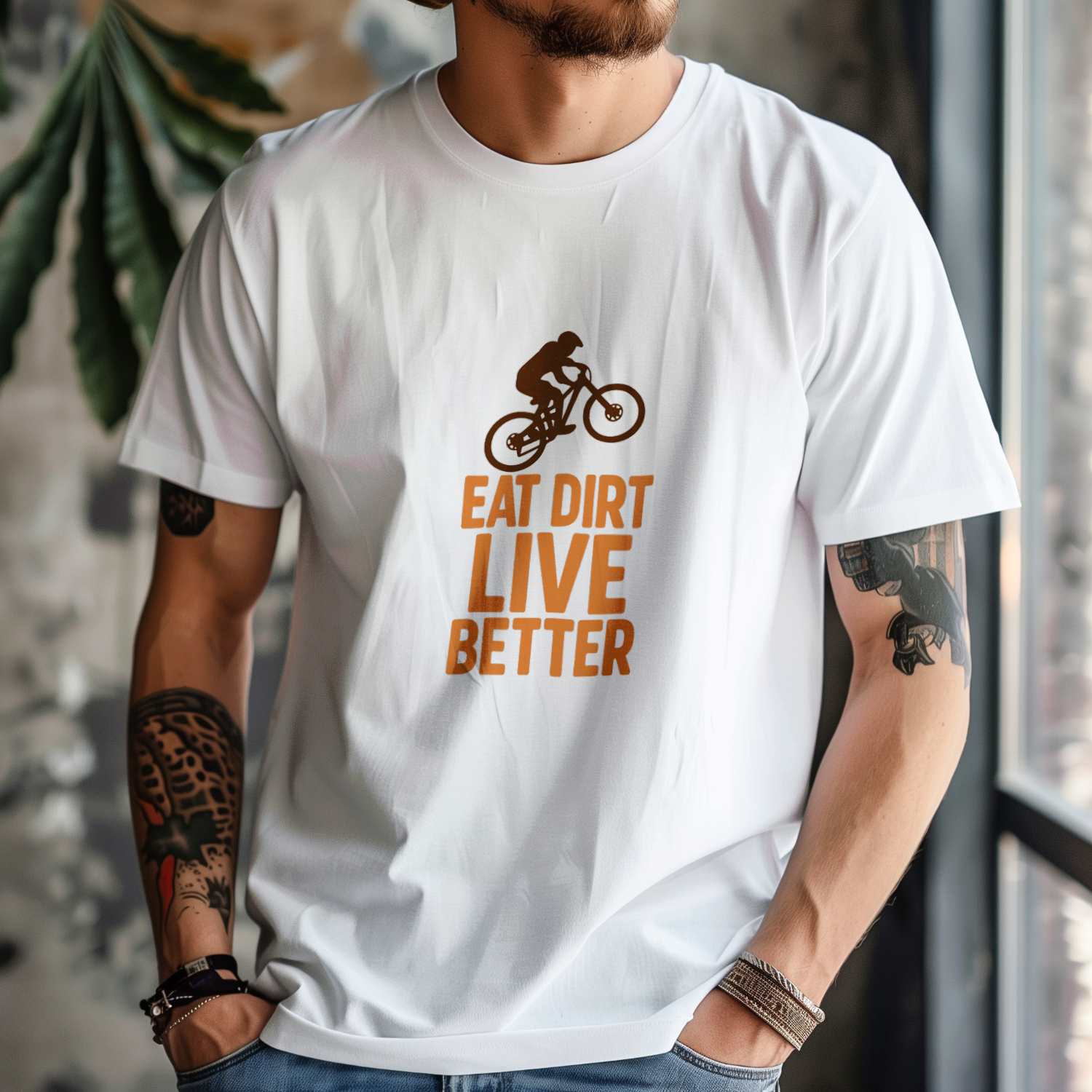 Mountain Biker Eat Dirt Live Better T-Shirt | Unique Gift | Graphic Tee