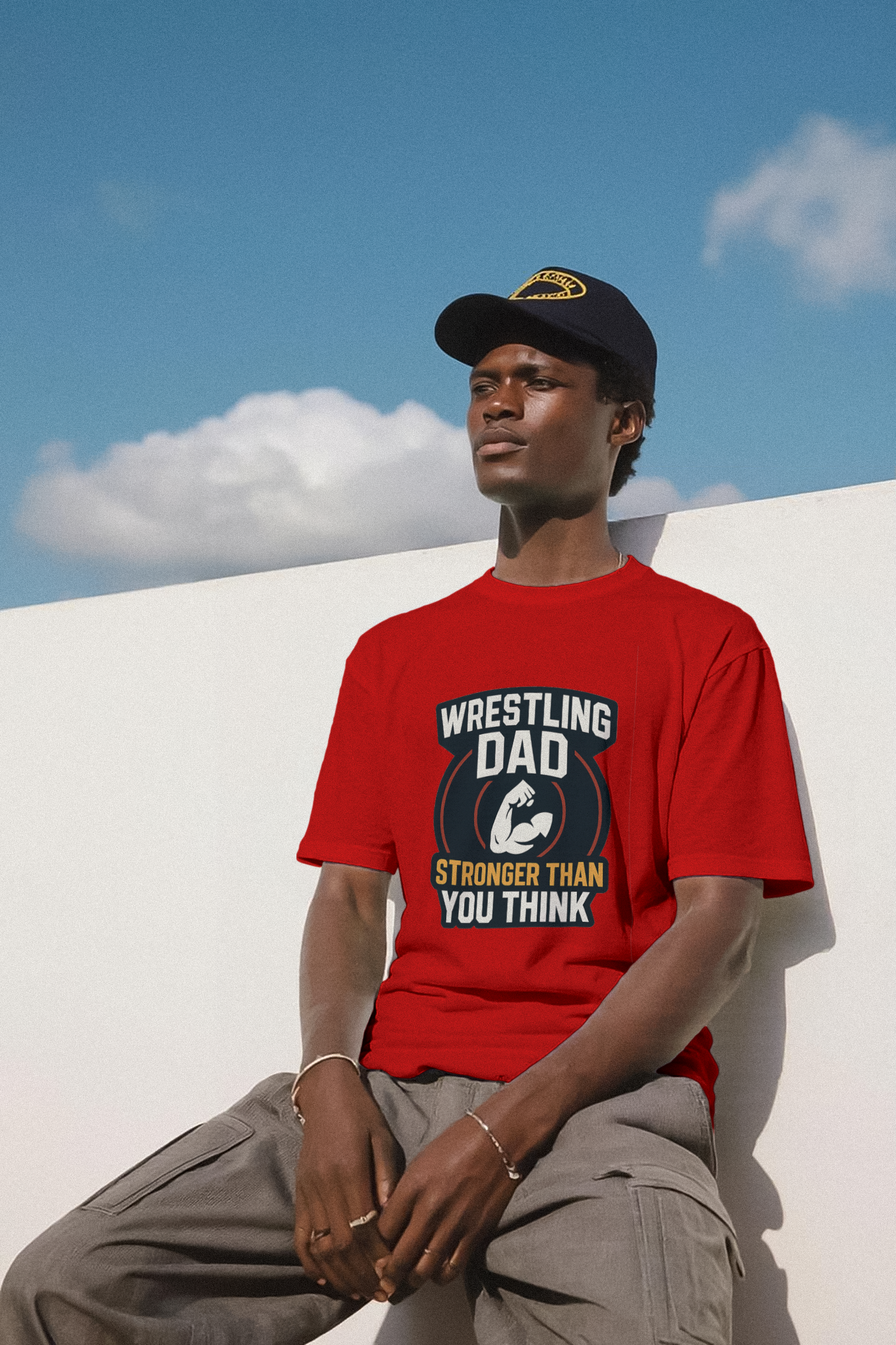 Wrestling Dad Stronger Than You Think T-Shirt | Gift for Dad | Graphic Tee