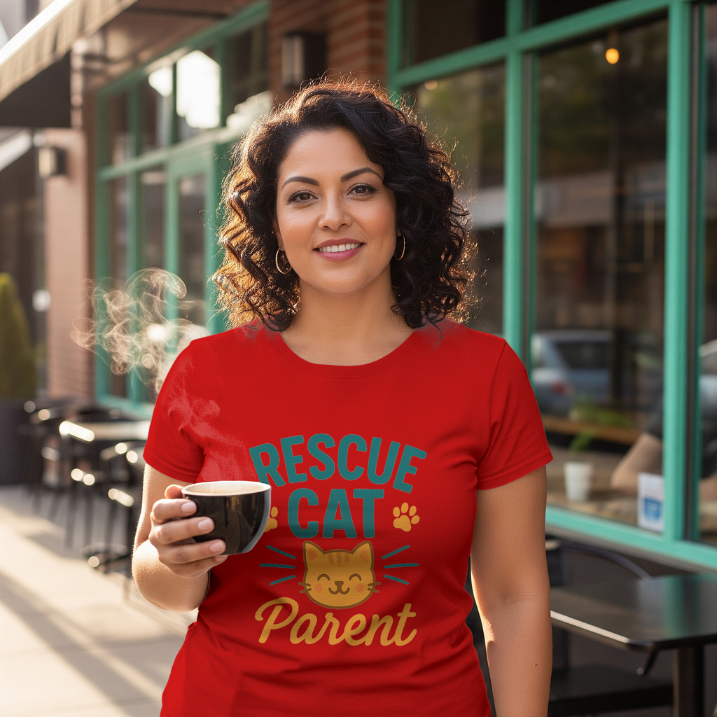 Saved By A Rescue Cat T-Shirt | Funny Rescue Pet Gift | Graphic Tee