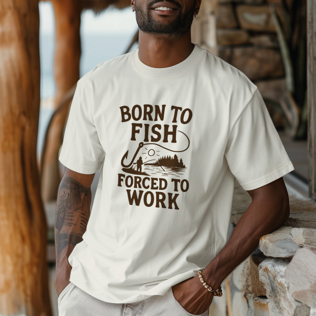Born To Fish Forced To Work Fishing T-Shirt | Fishing Lover Gift | Graphic Tee