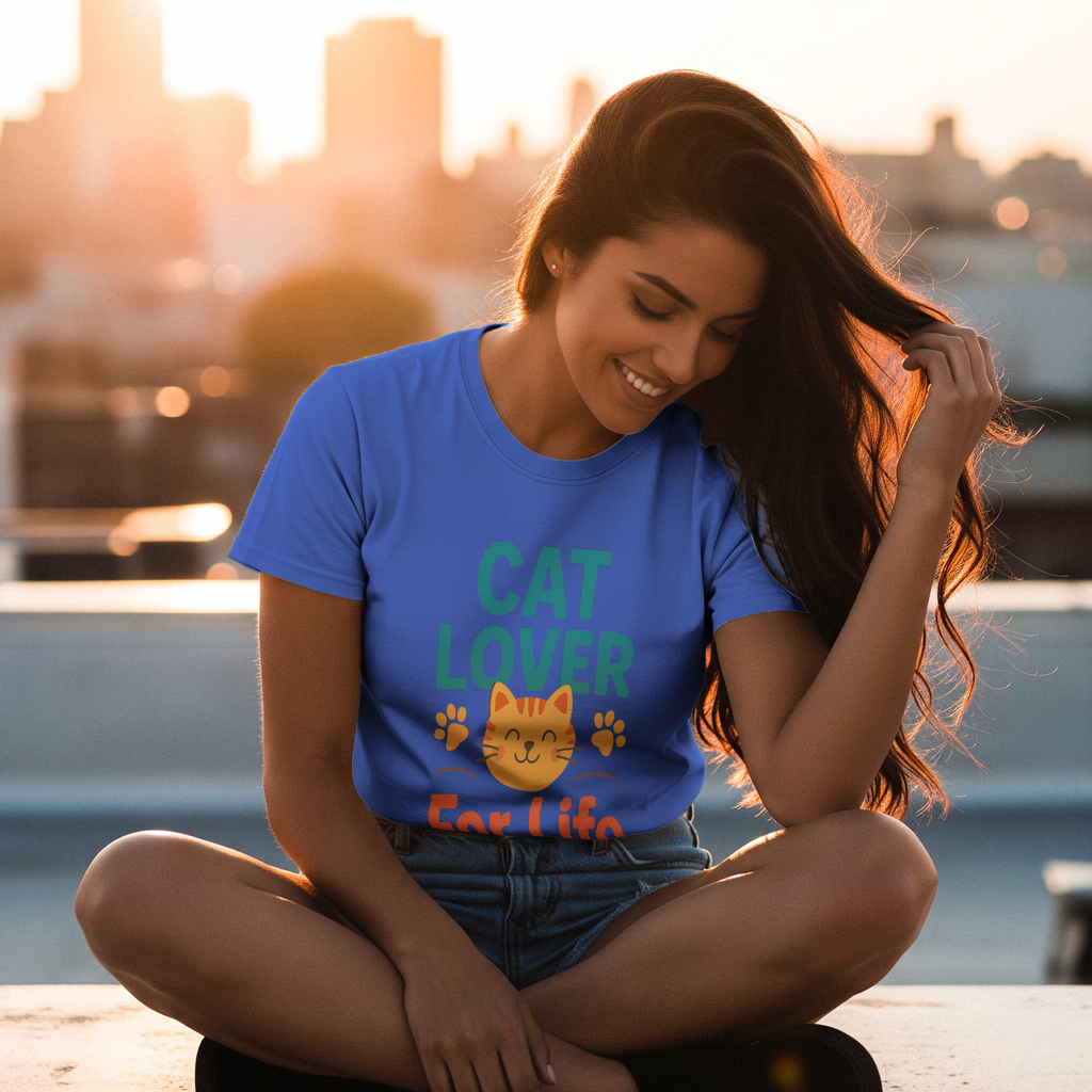 Cat Lover Powered By Caffeine And Purrs T-Shirt | Gift For Her | Graphic Tee