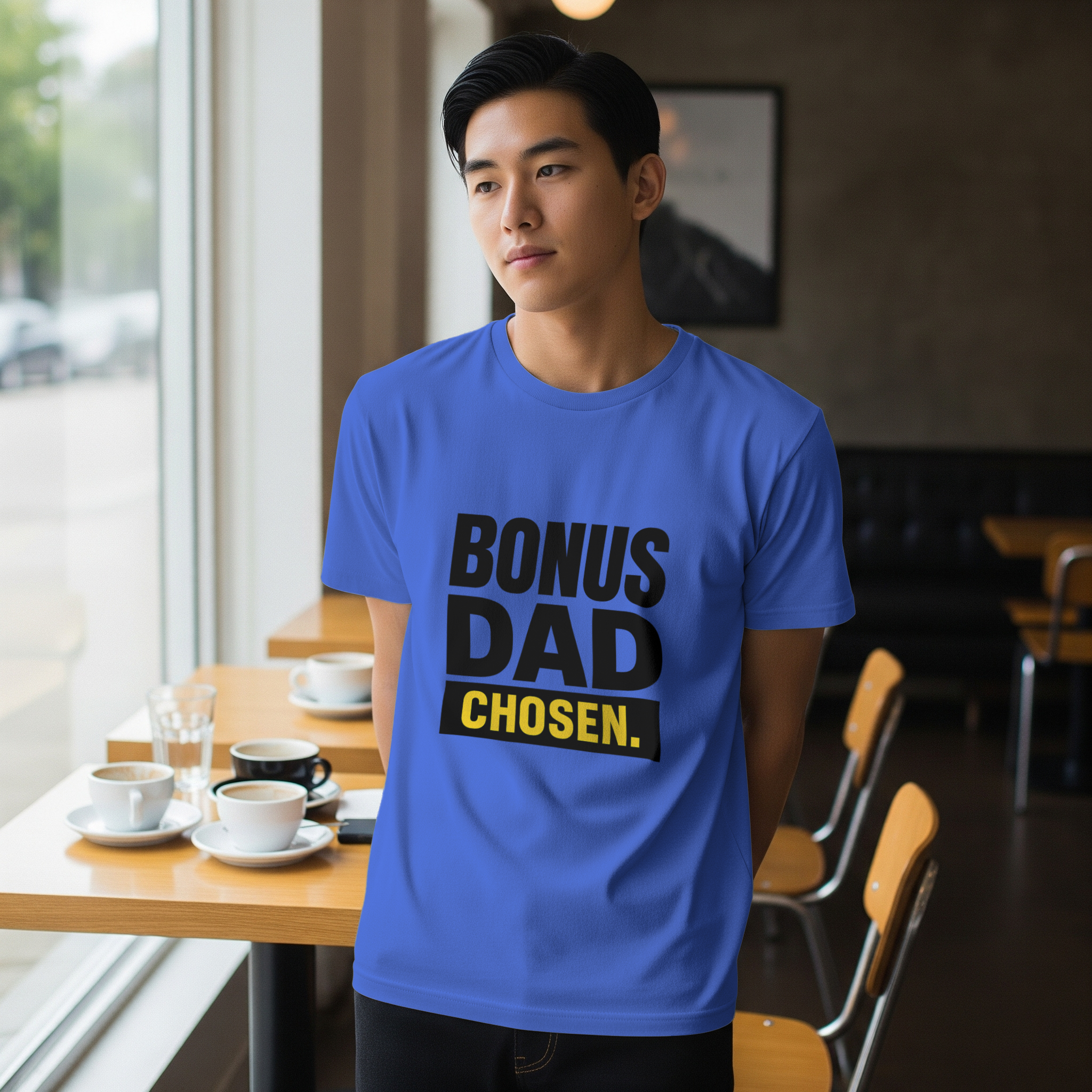 Bonus Dad Showing Up Every Single Day T-Shirt | Stepfather Gift | Graphic Tee