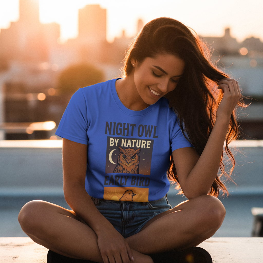 Night Owl by Nature Early Bird by Necessity T-Shirt | Bird Lover Gift | Graphic Tee