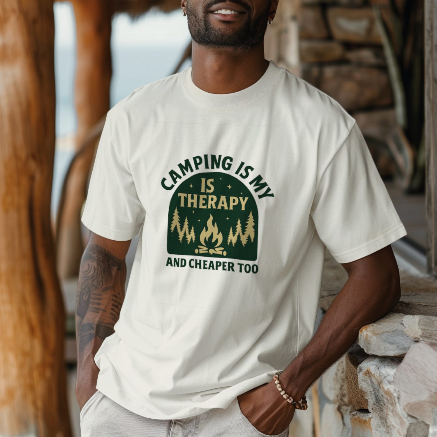 Camping Is My Therapy And Cheaper Too T-Shirt | Unique Gift | Graphic Tee