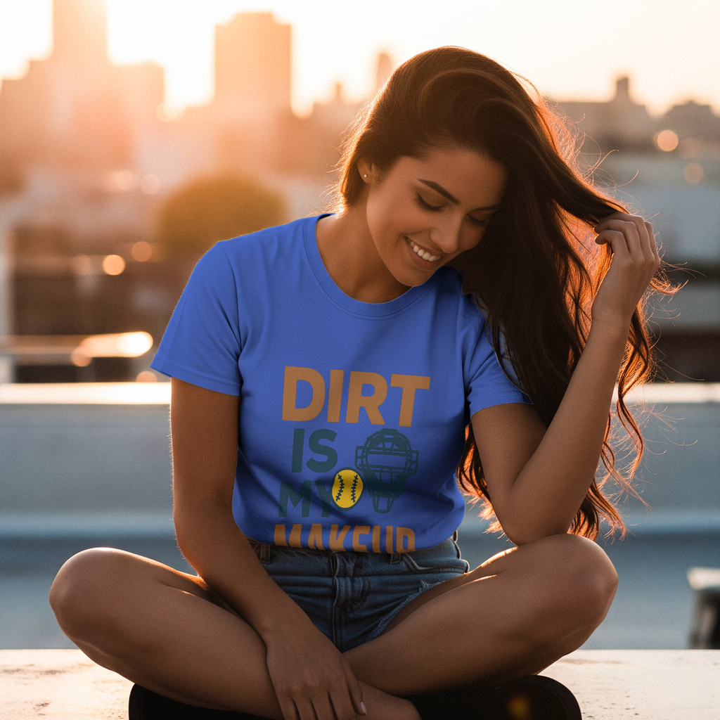Softball Catcher Dirt Is My Makeup T-Shirt | Cat Lover Gift | Graphic Tee