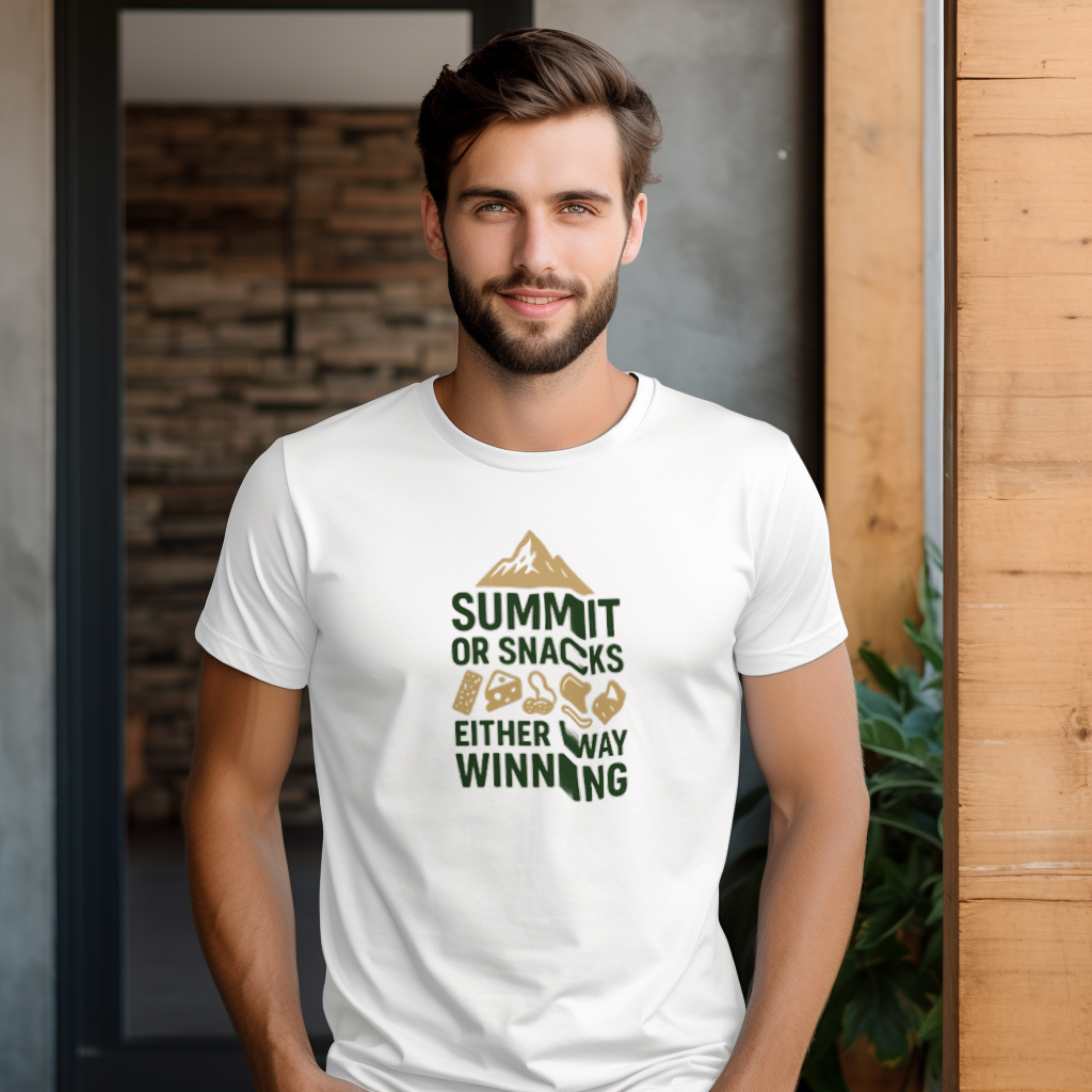 Hiking Dad Summit Or Snacks Either Way Winning T-Shirt | Gift for Dad | Graphic Tee