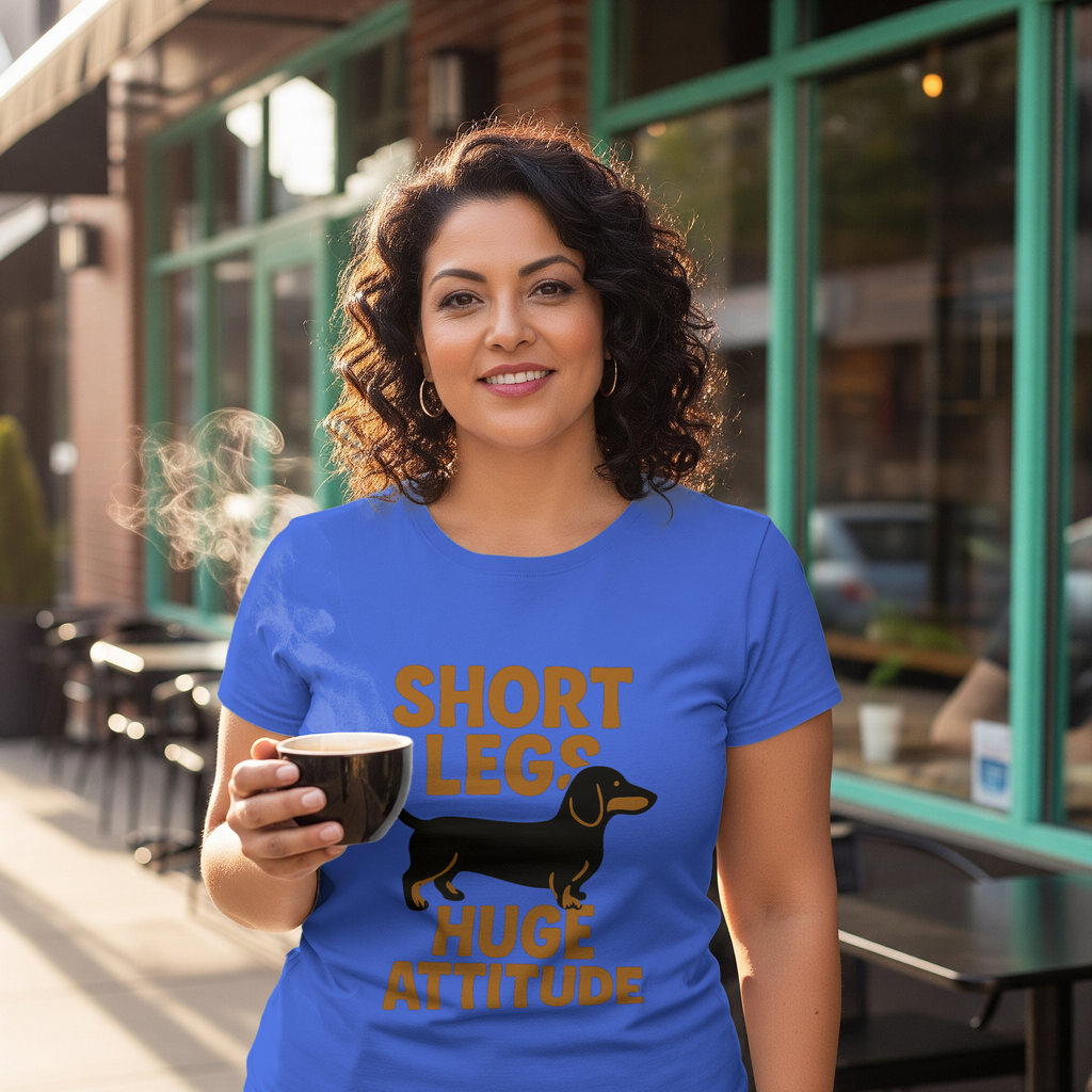 Dachshund Mom Short Legs Huge Attitude T-Shirt | Gift for Mom | Graphic Tee