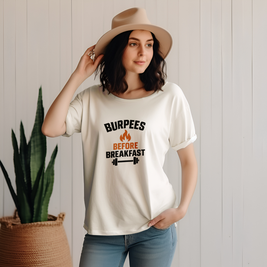 CrossFit Mom Burpees Before Breakfast T-Shirt | Gift for Mom | Graphic Tee