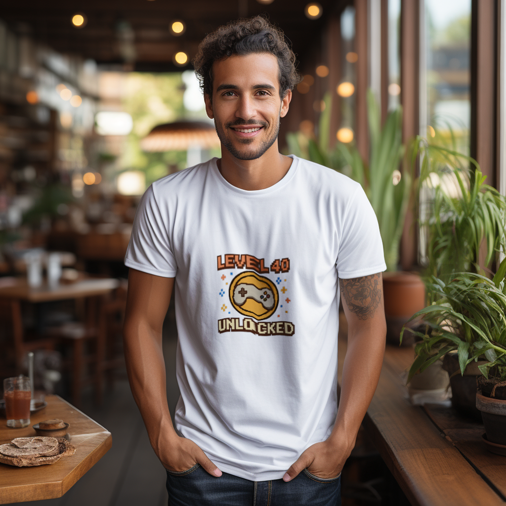 Level 40 Unlocked Birthday Gaming T-Shirt | Gamer Gift | Graphic Tee