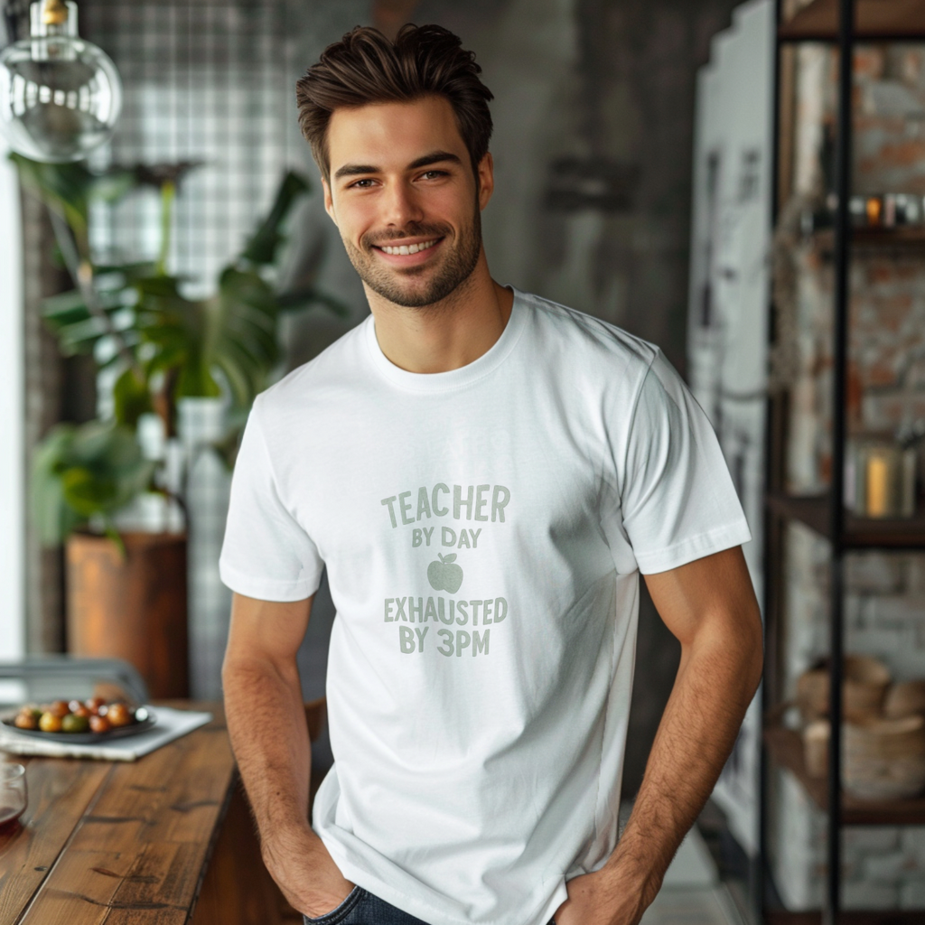 Teacher By Day Exhausted By 3PM T-Shirt | Teacher Gift | Graphic Tee