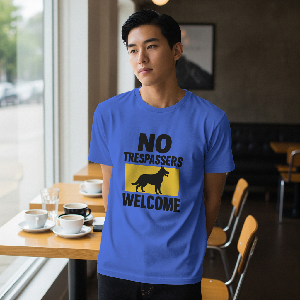 Guard Dog Dad No Trespassers Welcome T-Shirt | Dog Lover Gift | Graphic Tee