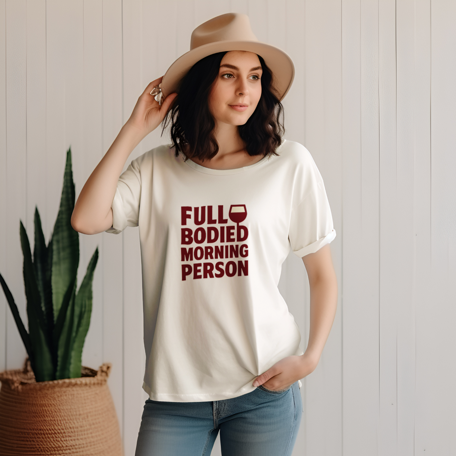 Wine Lover Full Bodied Morning Person T-Shirt | Unique Gift | Graphic Tee