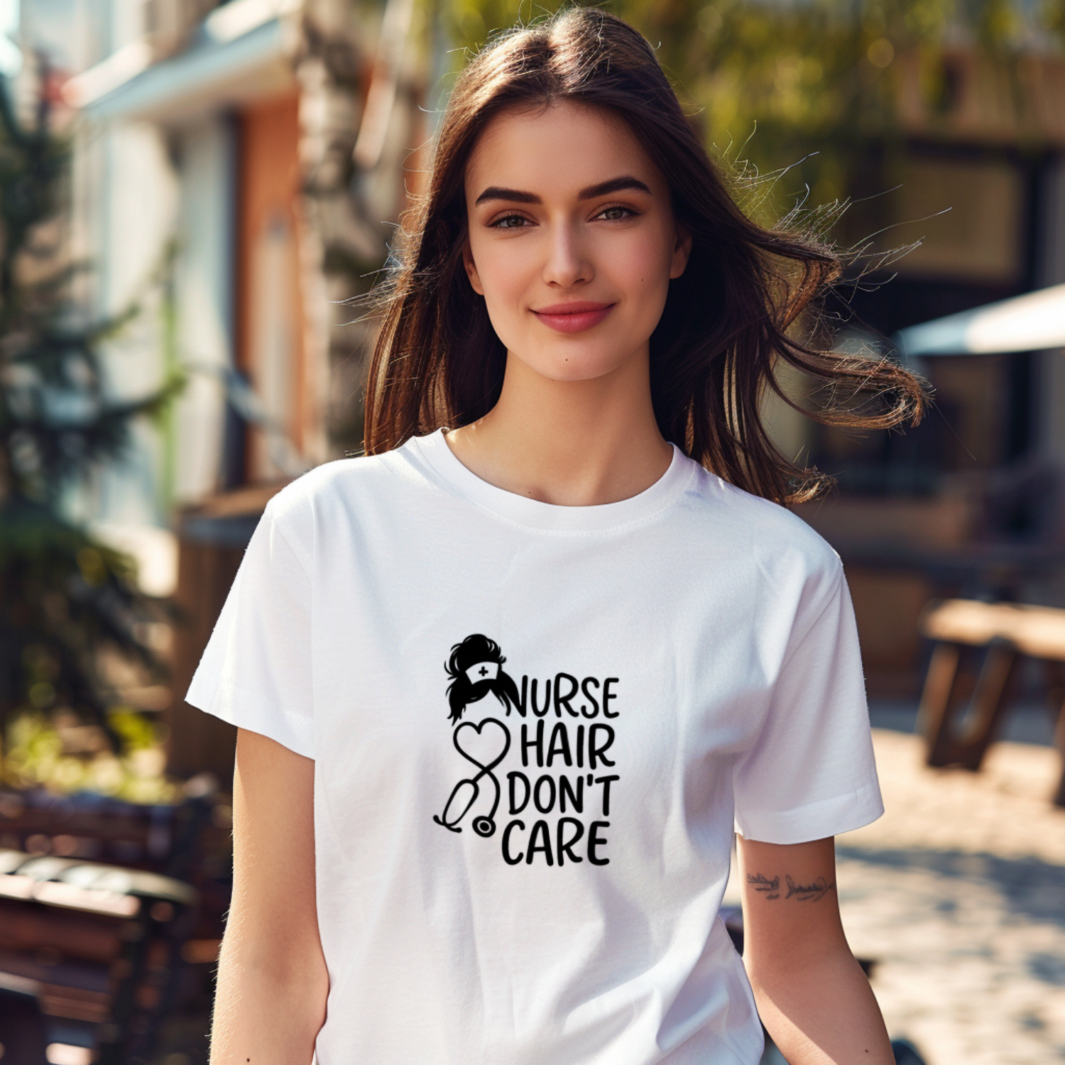 Nurse Hair Don't Care Medical T-Shirt | Nurse Gift | Graphic Tee