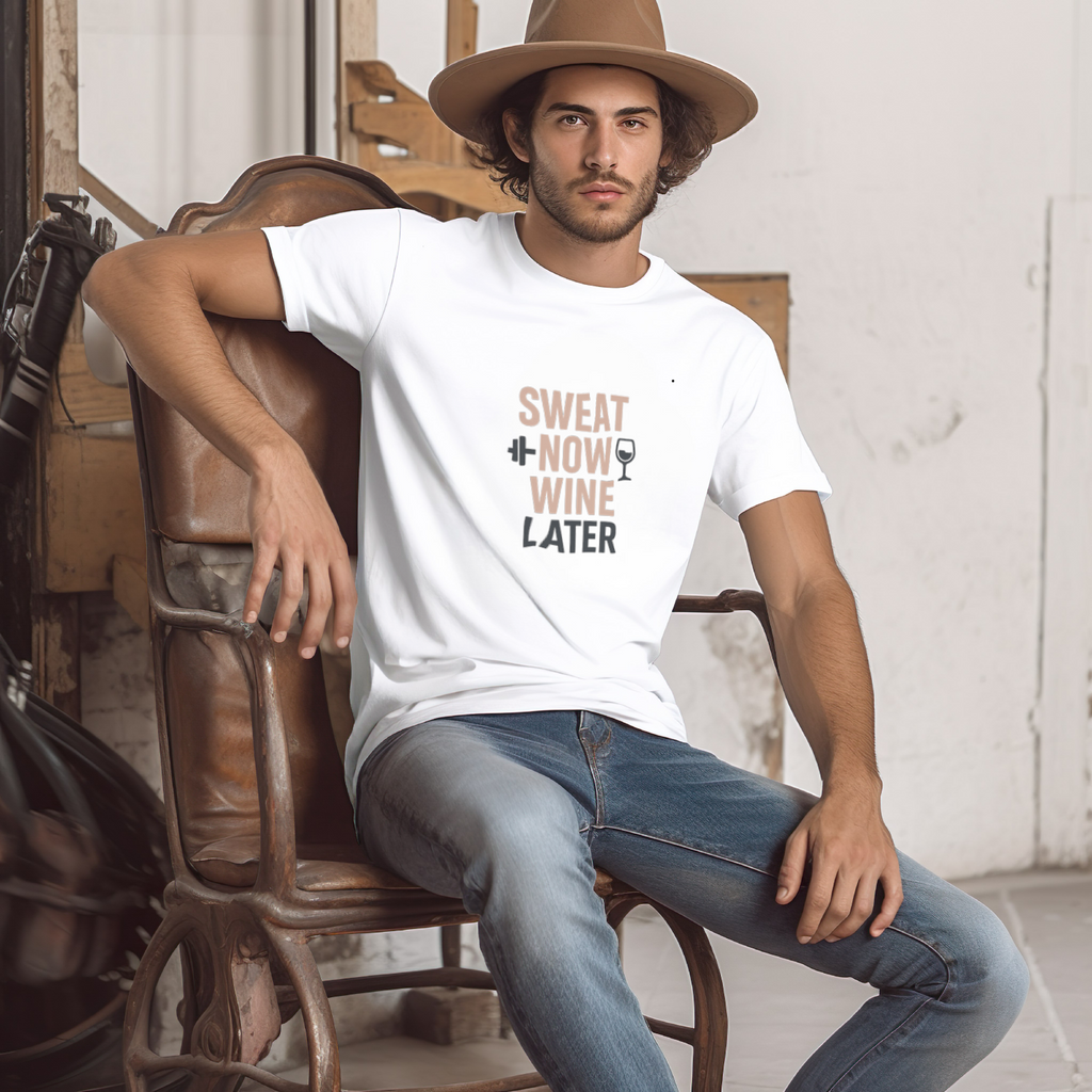 Gym Mom Sweat Now Wine Later T-Shirt | Gift for Mom | Graphic Tee