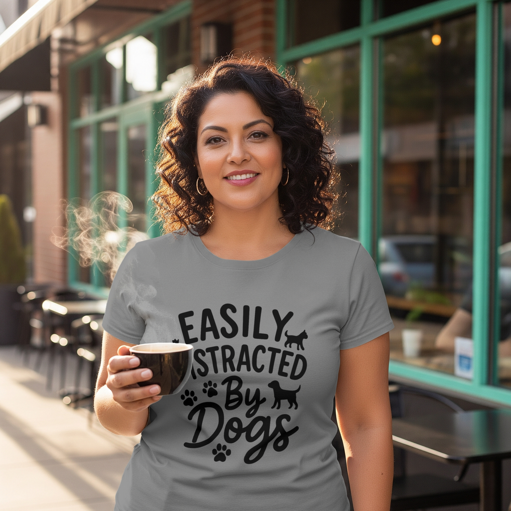 Easily Distracted By Dogs Pet Lover T-Shirt | Dog Lover Gift | Graphic Tee