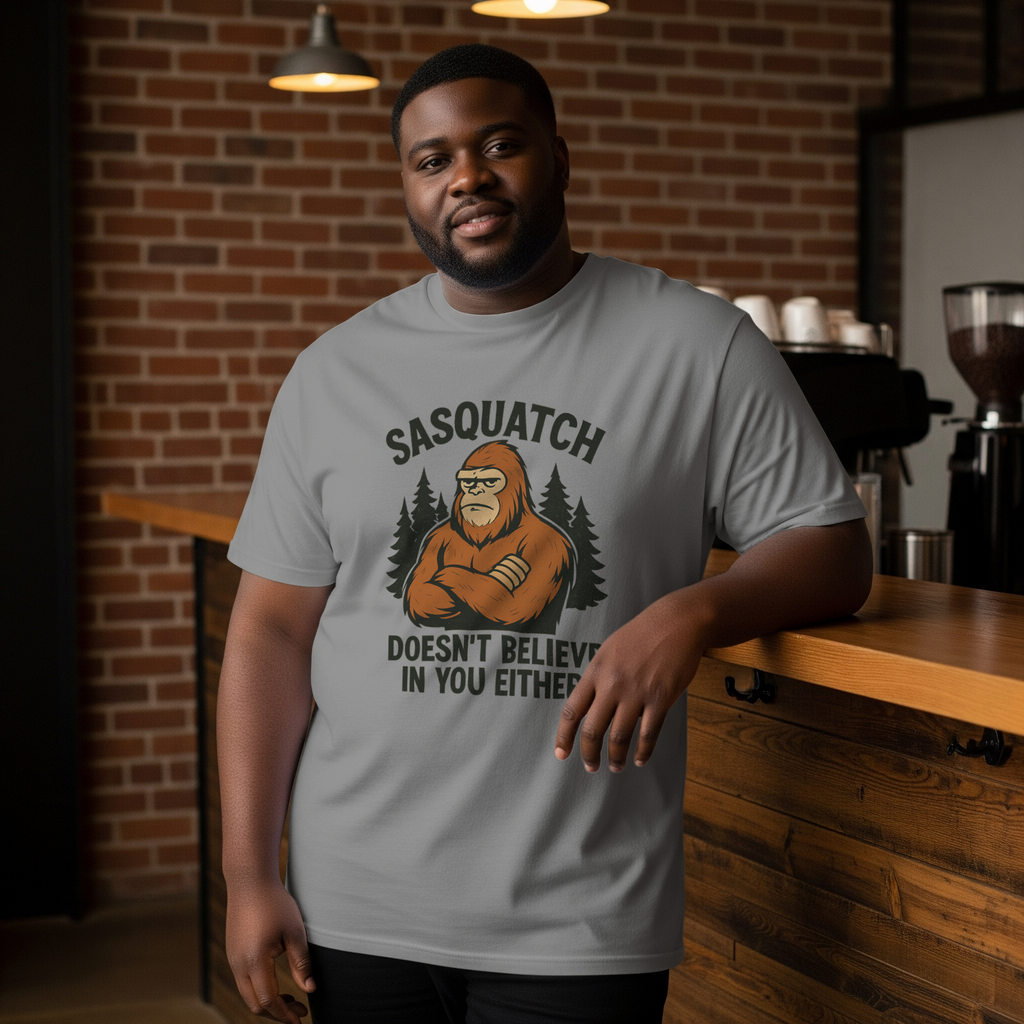 Sasquatch Doesnt Believe In You Either T-Shirt | Unique Gift | Graphic Tee