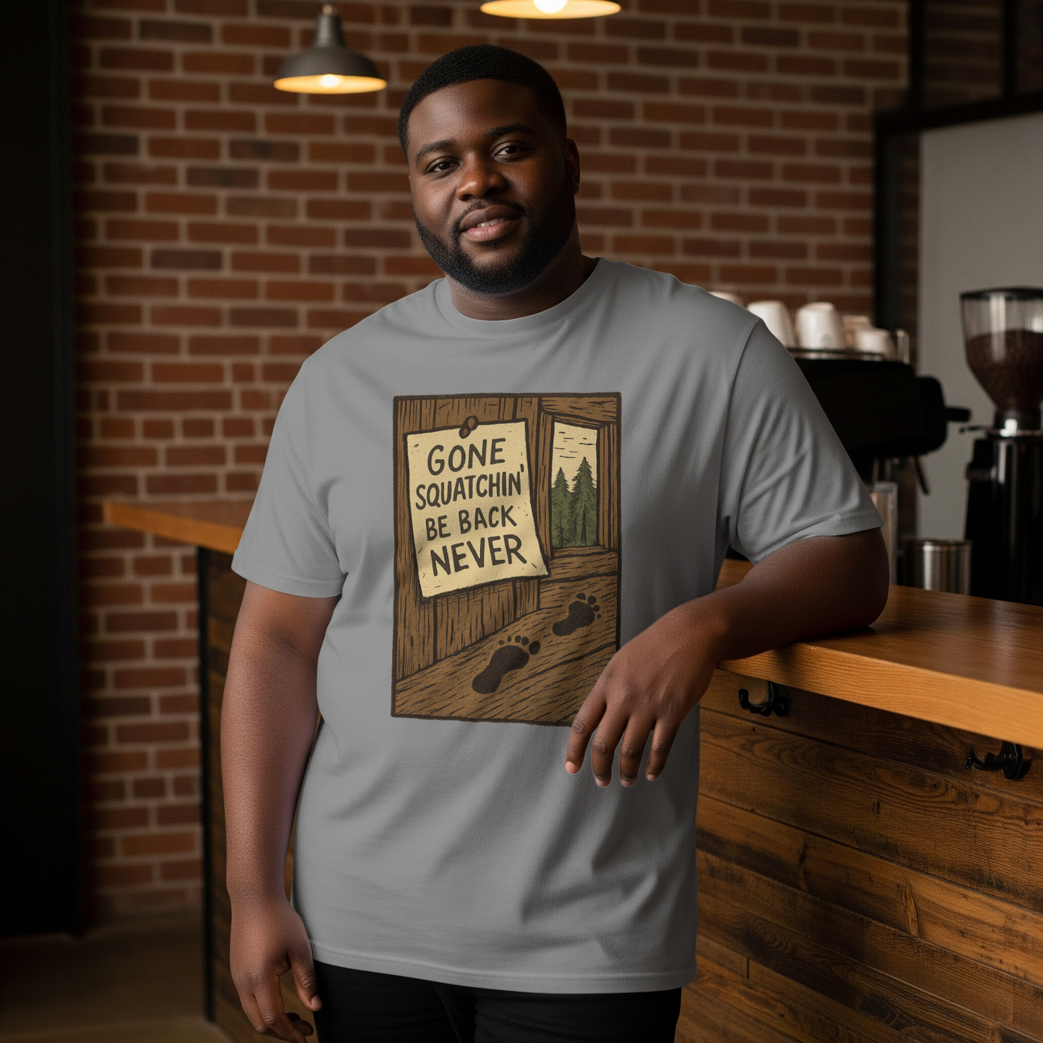 Gone Squatchin Be Back Never T-Shirt | Unique Gift | Graphic Tee