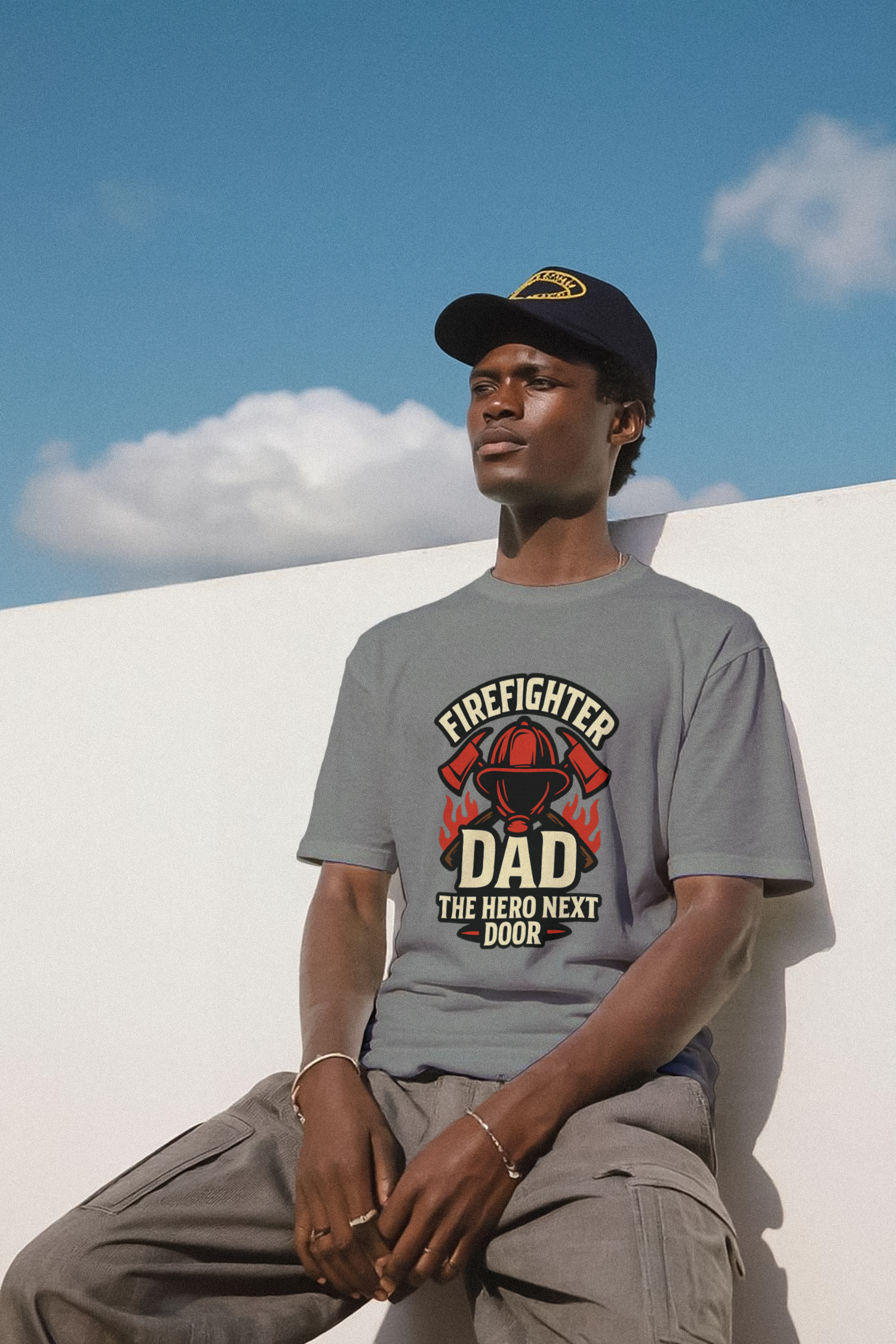 Firefighter Dad The Hero Next Door T-Shirt | Gift for Dad | Graphic Tee