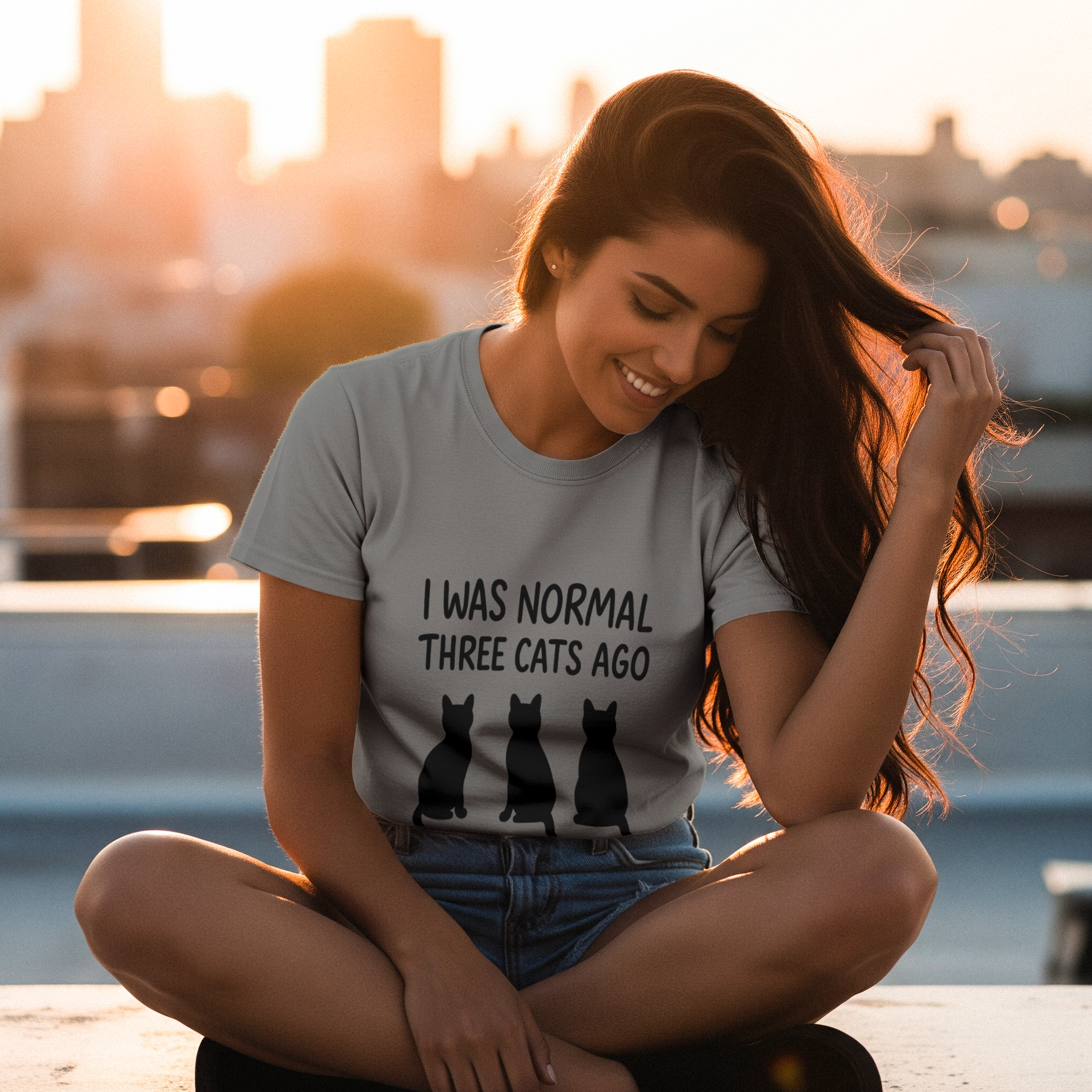 I Was Normal Three Cats Ago Cat Mom T-Shirt | Cat Lover Gift | Graphic Tee