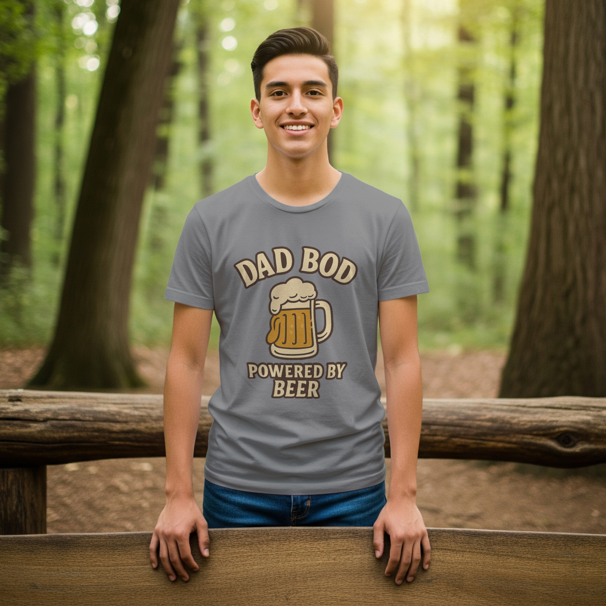 Dad Bod Powered By Beer Father T-Shirt | Gift for Dad | Graphic Tee