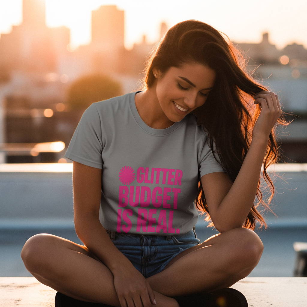 Cheer Mom Glitter Budget Is Real T-Shirt | Gift for Mom | Graphic Tee