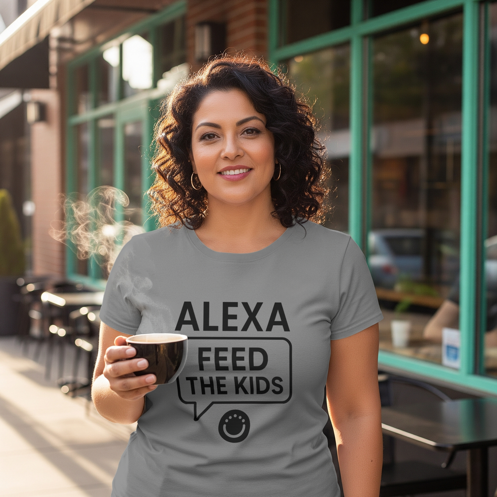 Alexa Feed The Kids Mom T-Shirt | Gift for Mom | Graphic Tee